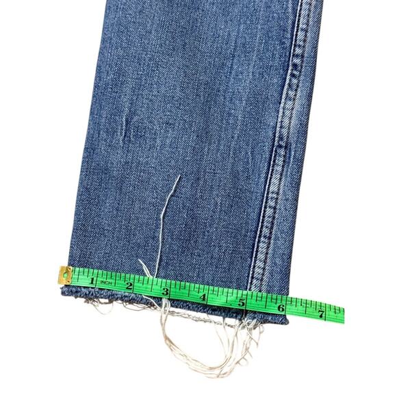 Zara Medium Wash Low Waist Cropped Raw Hem Skinny Flared Jeans Size 4 - Picture 7 of 7